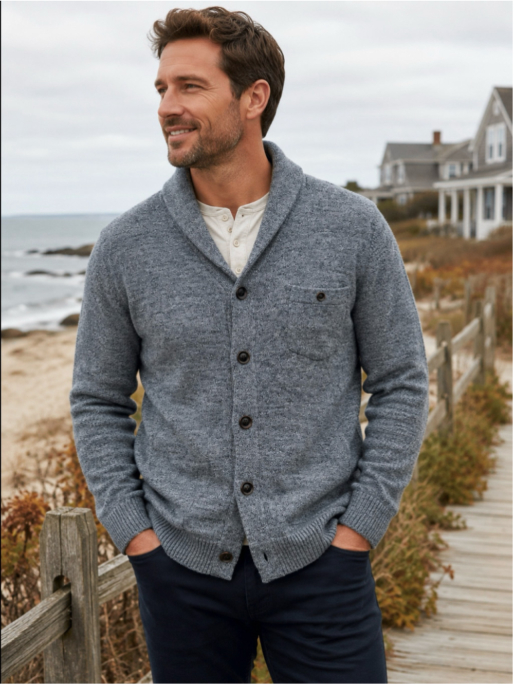 Goodfellow & Co Shawl Collar Cardigan Men’s L Gray Cotton Button Front